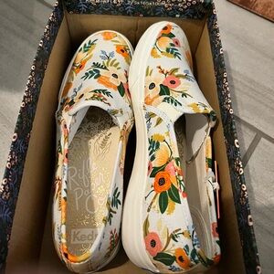 New Keds Rifle Paper Co Floral Slip-on Tennis Shoes Size 7.5 RPC x Keds